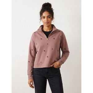 Belldini Brown Horse Horseshoe Embroidered Quarter Zip Sweatshirt Woman's Large